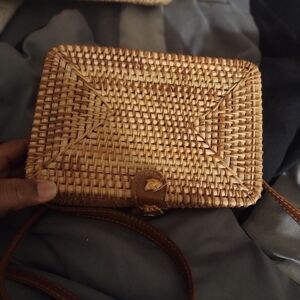 Woven Straw Crossbody Bag - Natural